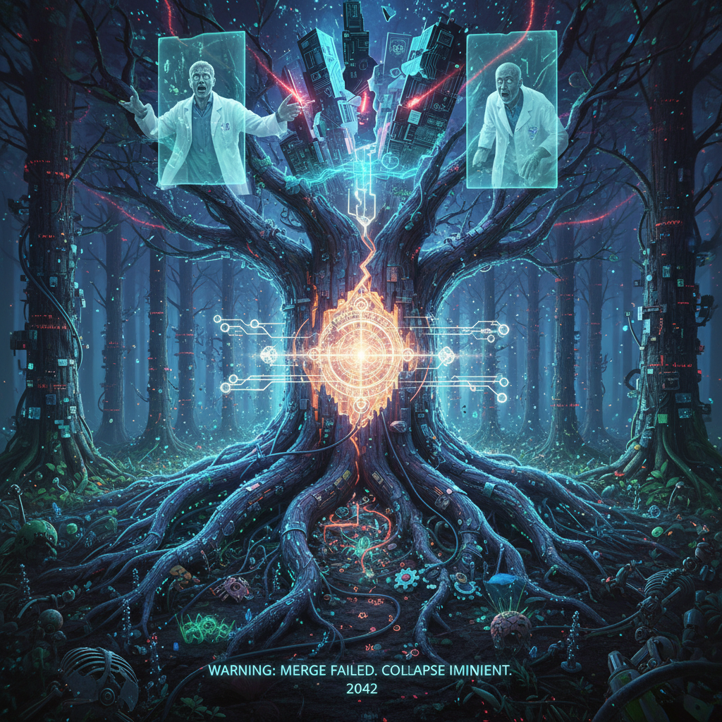 Visual interpretation of: The nanoforest’s roots trembled as the data-net pulsed with a sudden, coherent pattern—a message